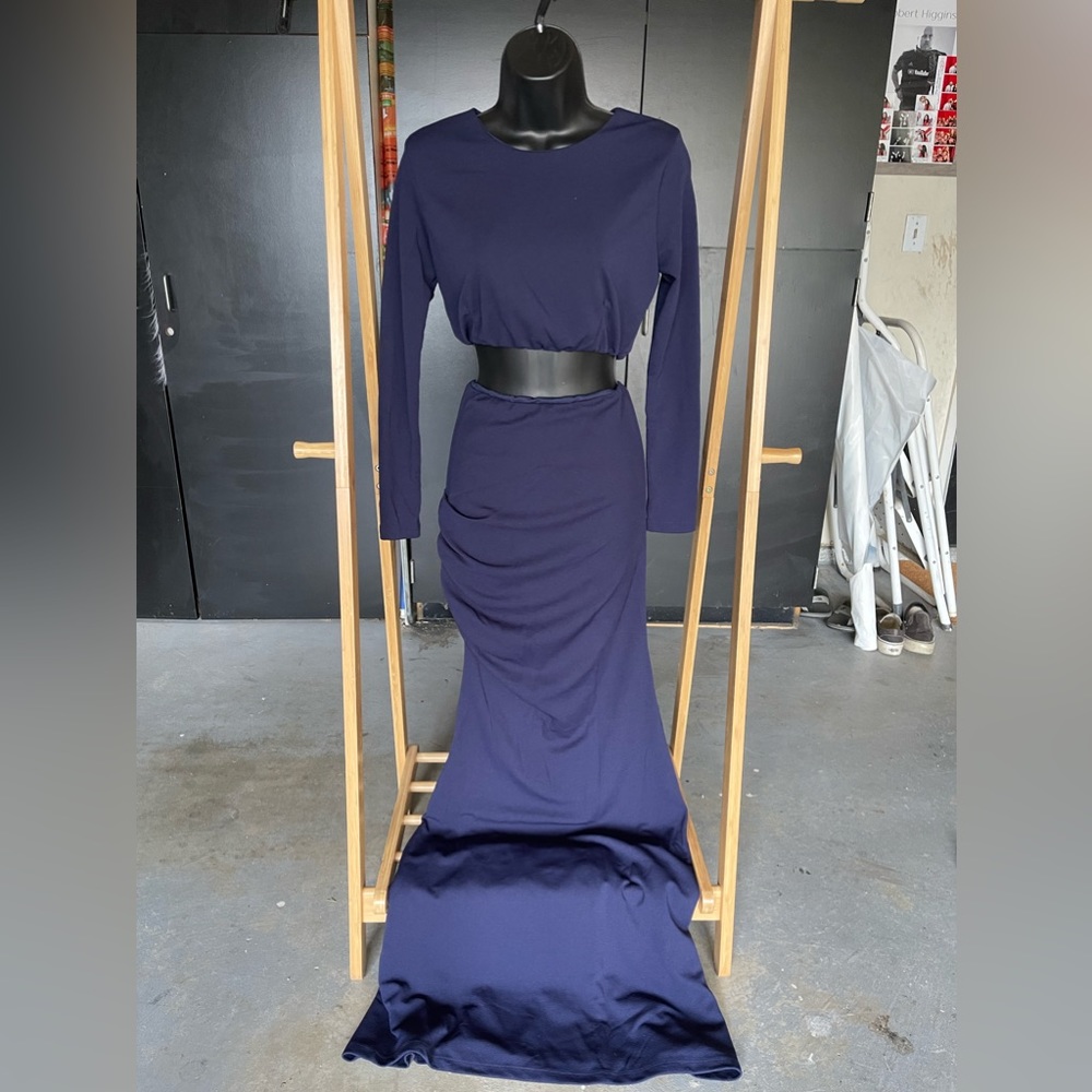 Two piece blue skirt set